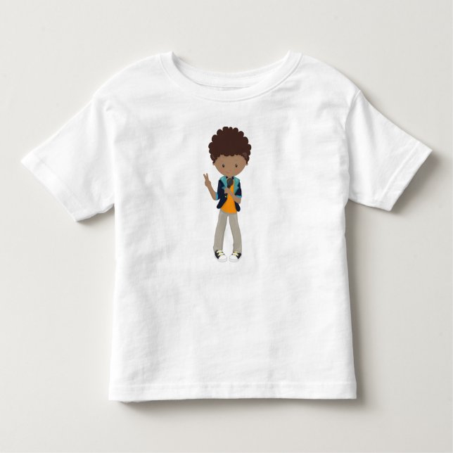 African American Boy, Rock Boy, Band Singer, Music Toddler T-Shirt (Front)