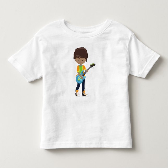 African American Boy, Rock Boy, Guitar Player Toddler T-Shirt (Front)