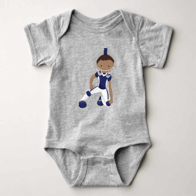 African American Boy, Rugby, American Football Baby Bodysuit (Front)
