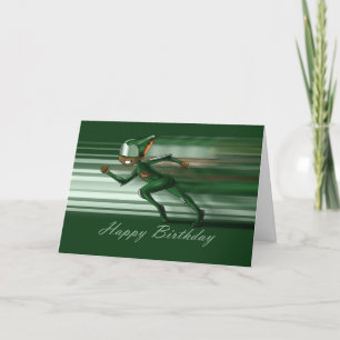 African American Boy Superhero Green Birthday Card
