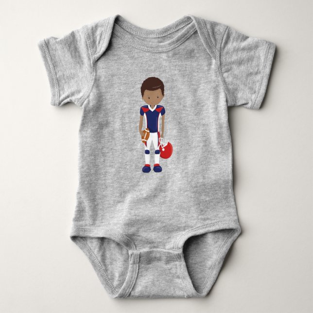 African American Boy, Team Sport, Rugby Player Baby Bodysuit (Front)