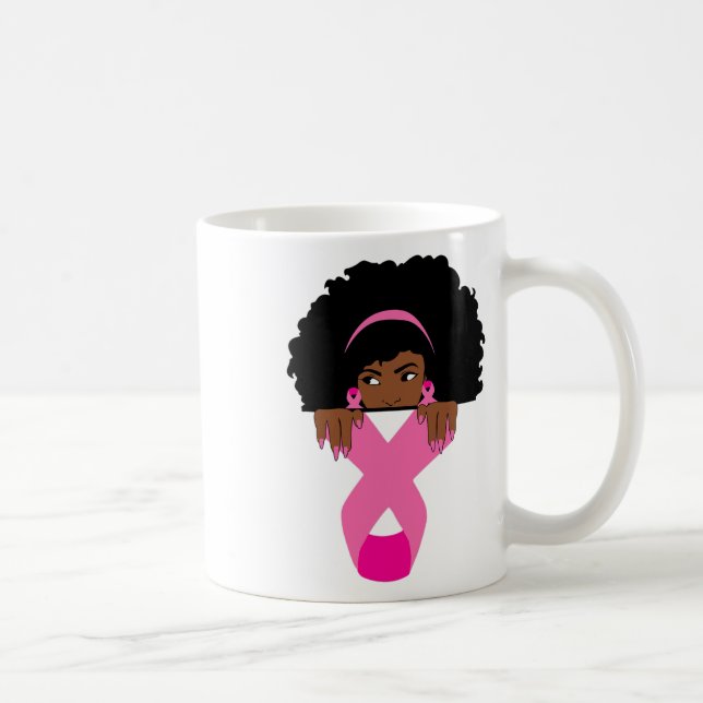 African American Breast Cancer Awareness Black Wom Coffee Mug (Right)