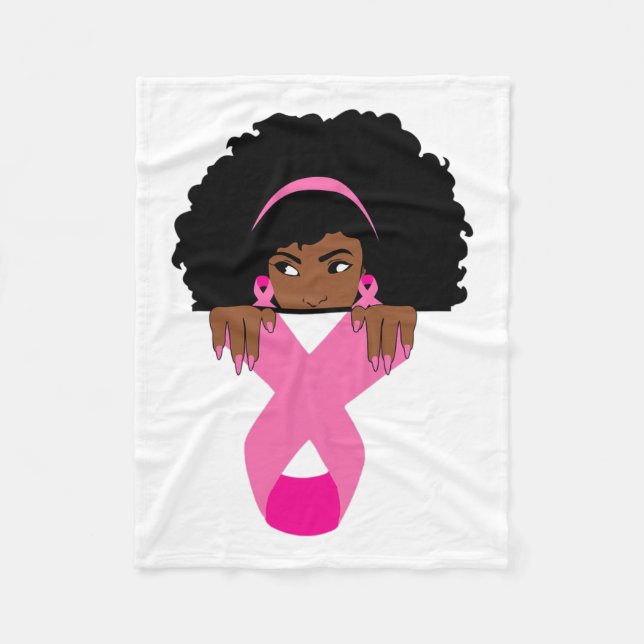 African American Breast Cancer Awareness Black Wom Fleece Blanket (Front)