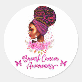 African American Breast Cancer Awareness Woman Classic Round Sticker