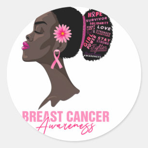 African American Breast Cancer Awareness Woman  Classic Round Sticker