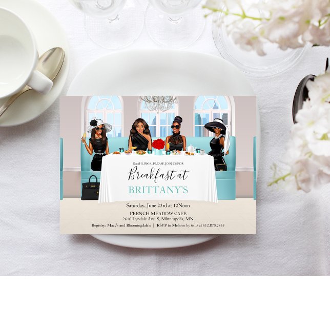 African American Bridal Black Dress Table Invitation (Creator Uploaded)