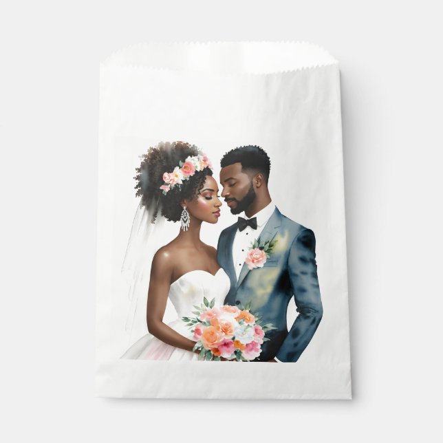 African American Bridal Couple Wedding Favour Bag (Front)