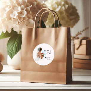 African American Bridal Shower Heart Classic Round Sticker