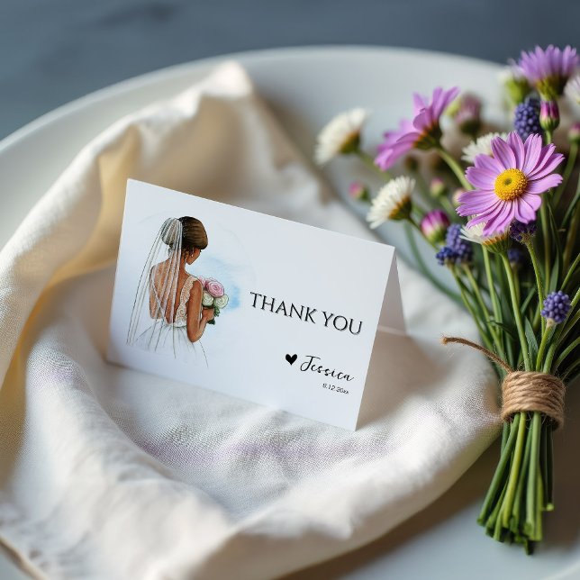 African American Bridal Shower Heart Thank You Card (Creator Uploaded)