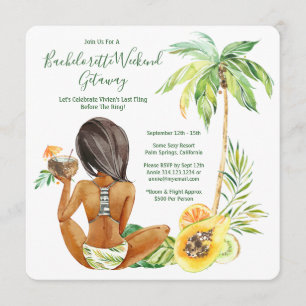 African American Bride Bachelorette Beach Weekend Invitation