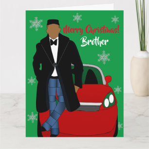African American Brother Merry Christmas Card