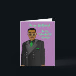 African American Brother Suit & Tie Birthday Card<br><div class="desc">This cool birthday card features an African American male with a grey suit and green tie.  Send a card that's relatable and expresses your message the way you intended.</div>