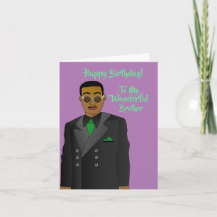 African American Brother Suit & Tie Birthday Card