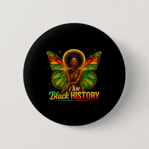 African American Butterfly Kid Girl I Am Black His 6 Cm Round Badge