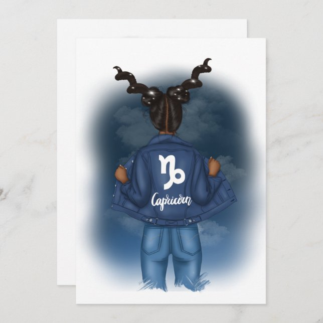 African American Capricorn Zodiac Birthday Party Invitation (Front/Back)