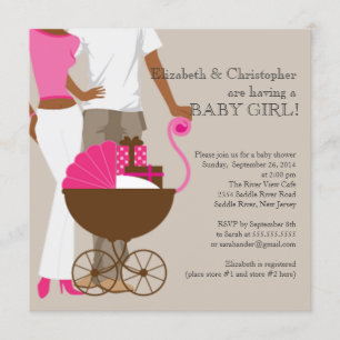 African American Carriage Couple Baby Shower Invitation