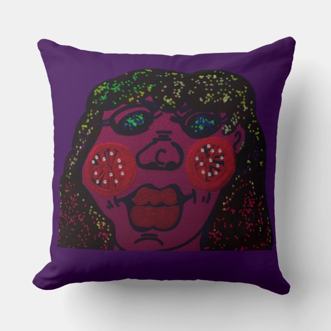 African-American Cartoon Character Portrait Cushion (Front)