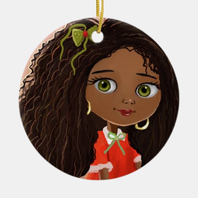 African American cartoon girl ornaments (Front)
