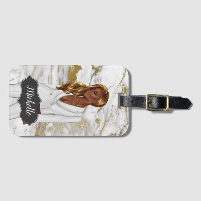 African-American CEO Woman Luggage Tag (Front Horizontal)