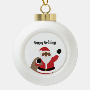  African American Ceramin Santa Claus Ornament
