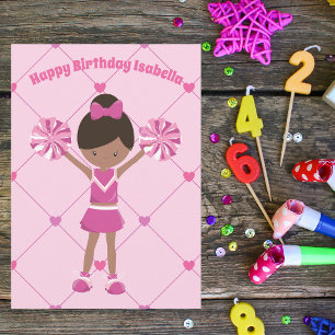 African American Cheerleader Custom Birthday Girl Card