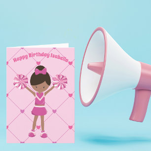 African American Cheerleader Custom Birthday Girl Card