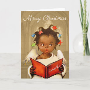 African American Cherub Christmas Greeting Card