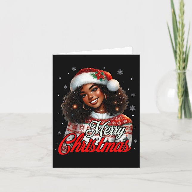 African American Christmas African Black Women Mum Card (Front)