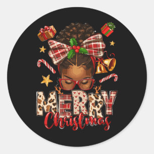 African American Christmas African Black Women Mum Classic Round Sticker