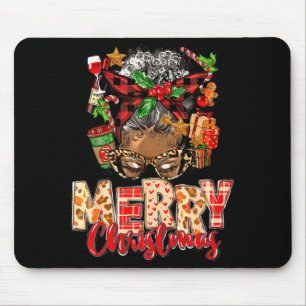 African American Christmas African Black Xmas Mom  Mouse Pad