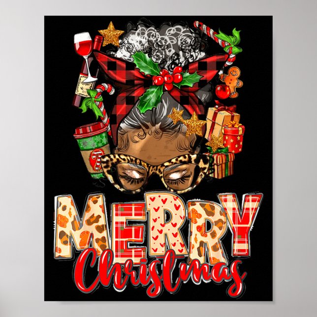 African American Christmas African Black Xmas Mom  Poster (Front)