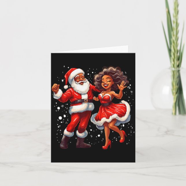 African American Christmas African Santa Mrs Claus Card (Front)