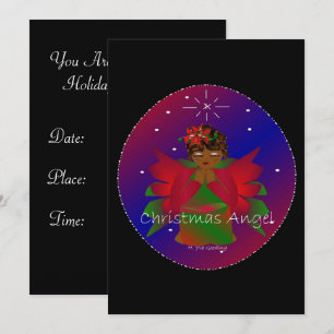 African-American Christmas Angel Baby Girl Praying Invitation