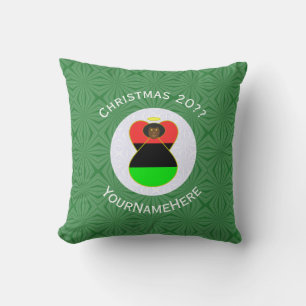 African American Christmas Angel Name Year  Cushion