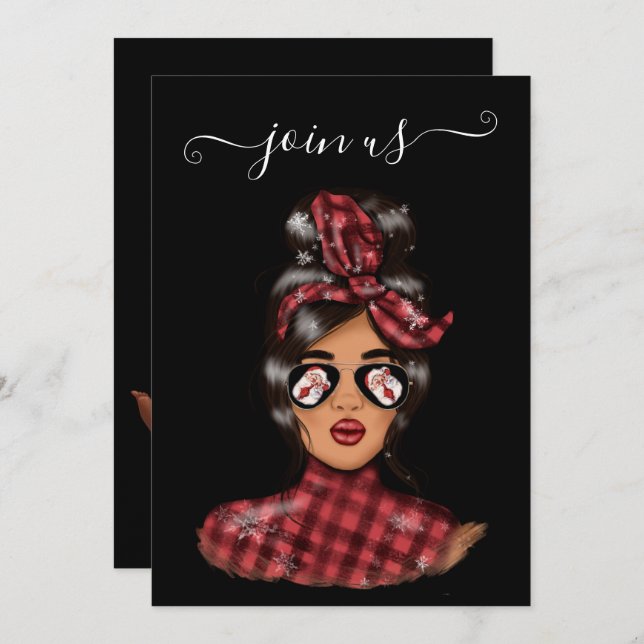 African American Christmas Bachelorette Party Invitation (Front/Back)