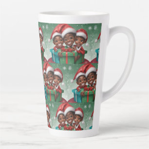 African American Christmas Elf  Latte Mug