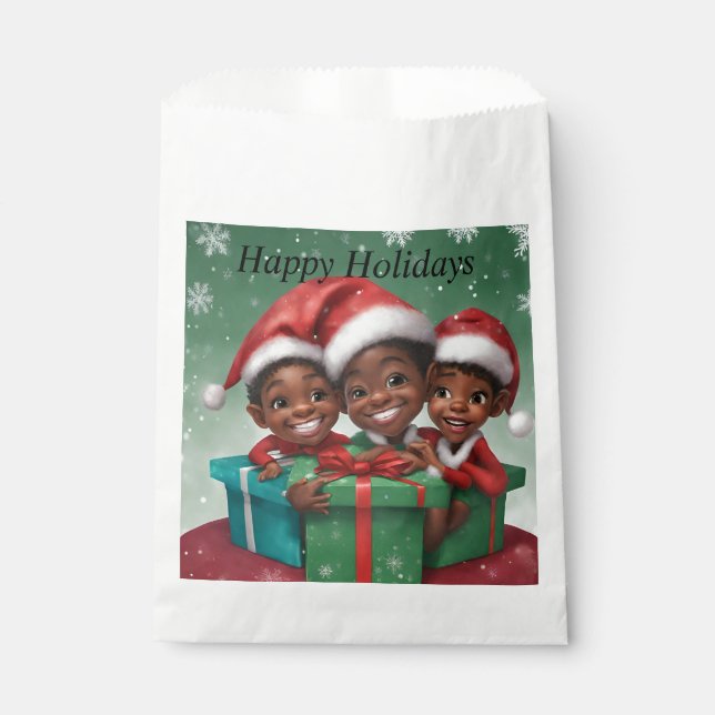 African American Christmas Elfs  Favour Bag (Front)