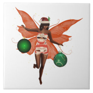 African American Christmas Fairy Ceramic Tile