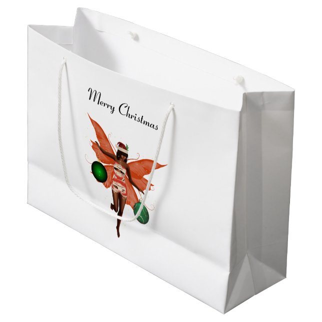 African American Christmas Fairy Gift Bag (Front Angled)