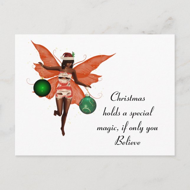 African American Christmas Fairy Postcard (Front)