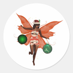 African American Christmas Fairy Stickers