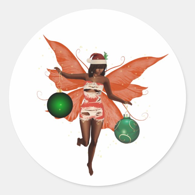 African American Christmas Fairy Stickers (Front)