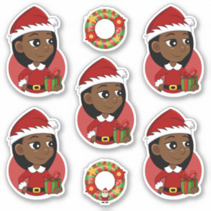African American Christmas girl cartoon