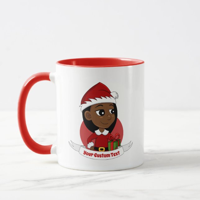 African American Christmas girl cartoon Mug (Left)