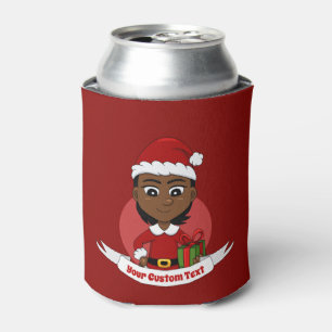 African American Christmas girl with short hair Can Cooler