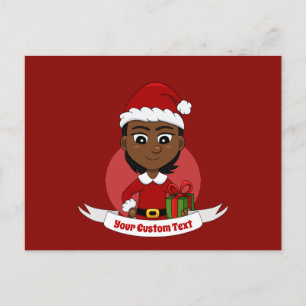 African American Christmas girl with short hair Postcard