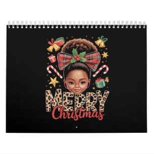 African American Christmas Messy Bun Black Mum  Calendar