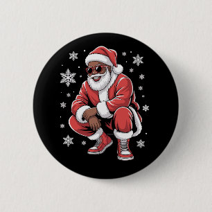 African American Christmas Pajama Xmas Afro Santa 6 Cm Round Badge