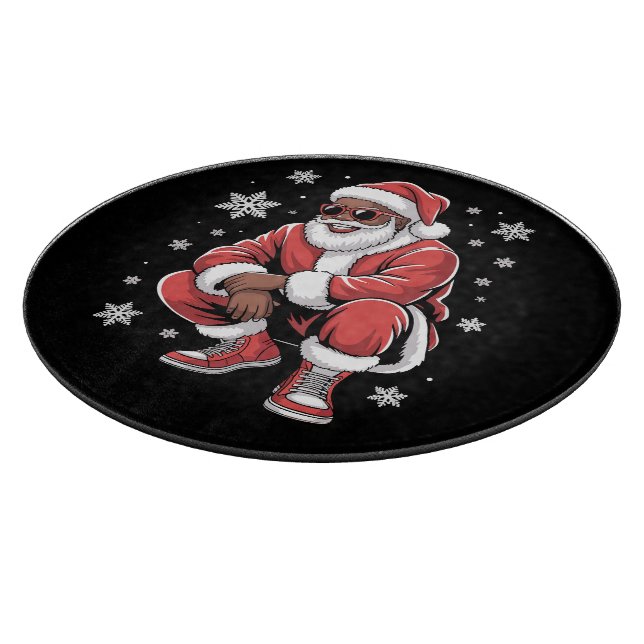 African American Christmas Pajama Xmas Afro Santa  Cutting Board (Corner)