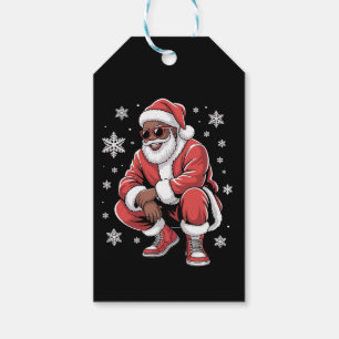 African American Christmas Pajama Xmas Afro Santa  Gift Tags